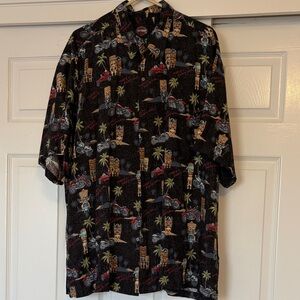 Harley-Davidson Black and Red Tiki Hawaiian Shirt